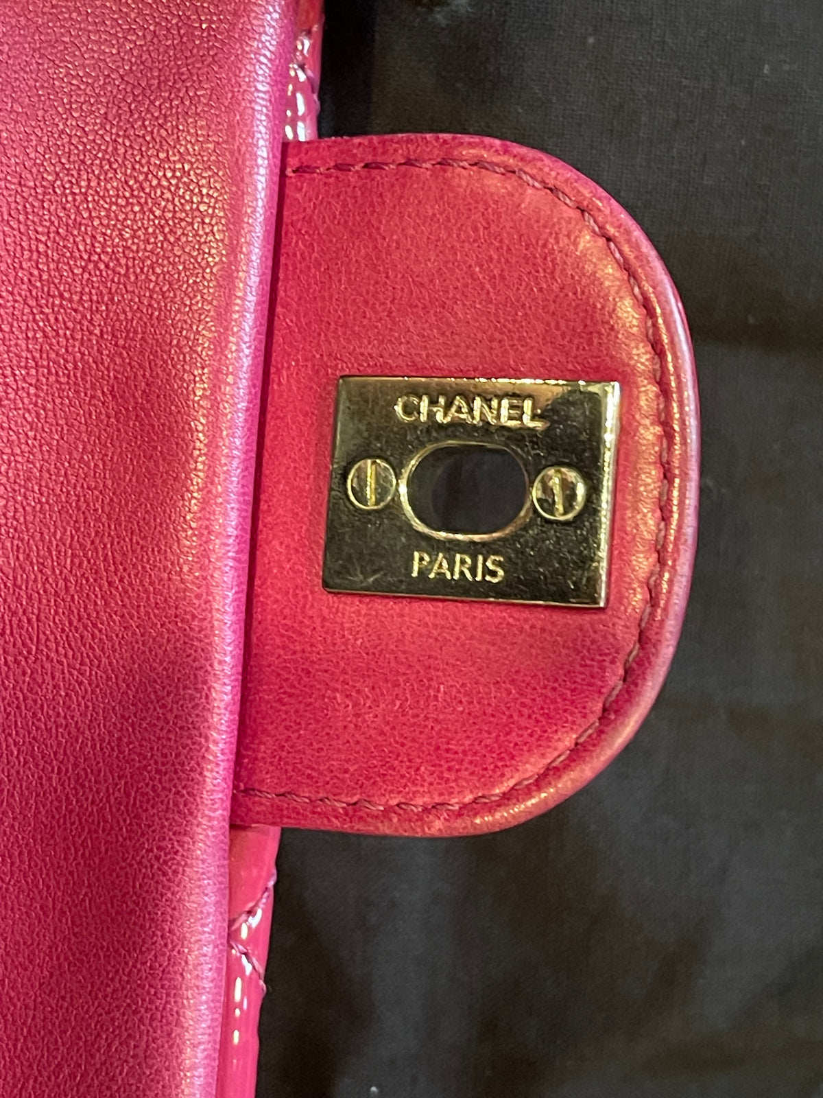 Chanel flap bag pink silver hardware patent leather