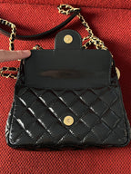 Chanel small hobo bag black crinkled calfskin gold hardware