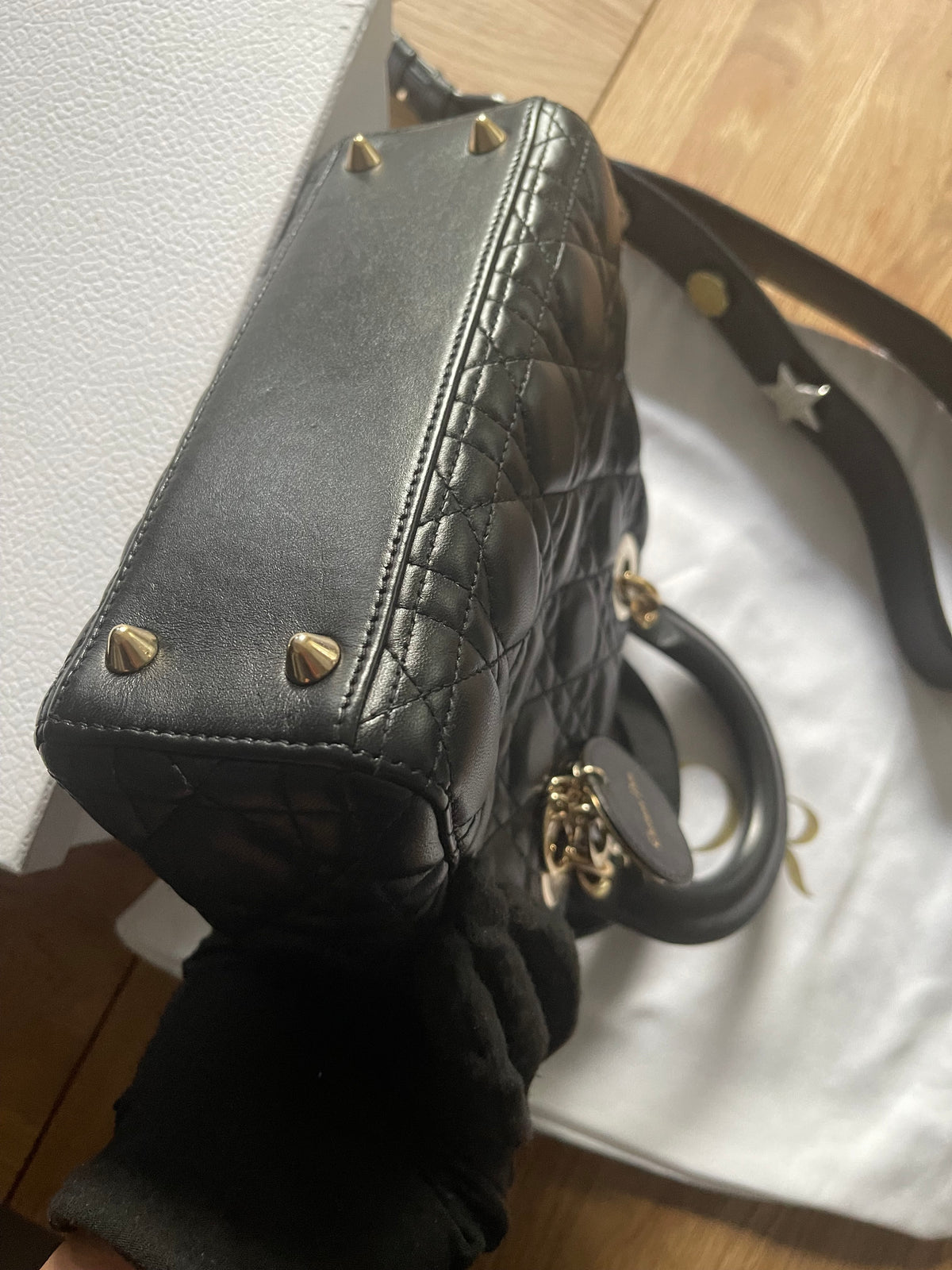 lady dior small black lambskin silver hardware