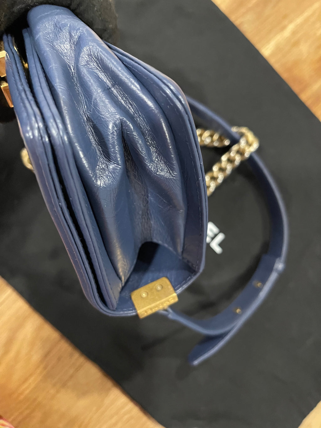 Chanel leboy small blue lambskin gold hardware