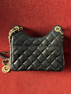 Chanel small hobo bag black crinkled calfskin gold hardware