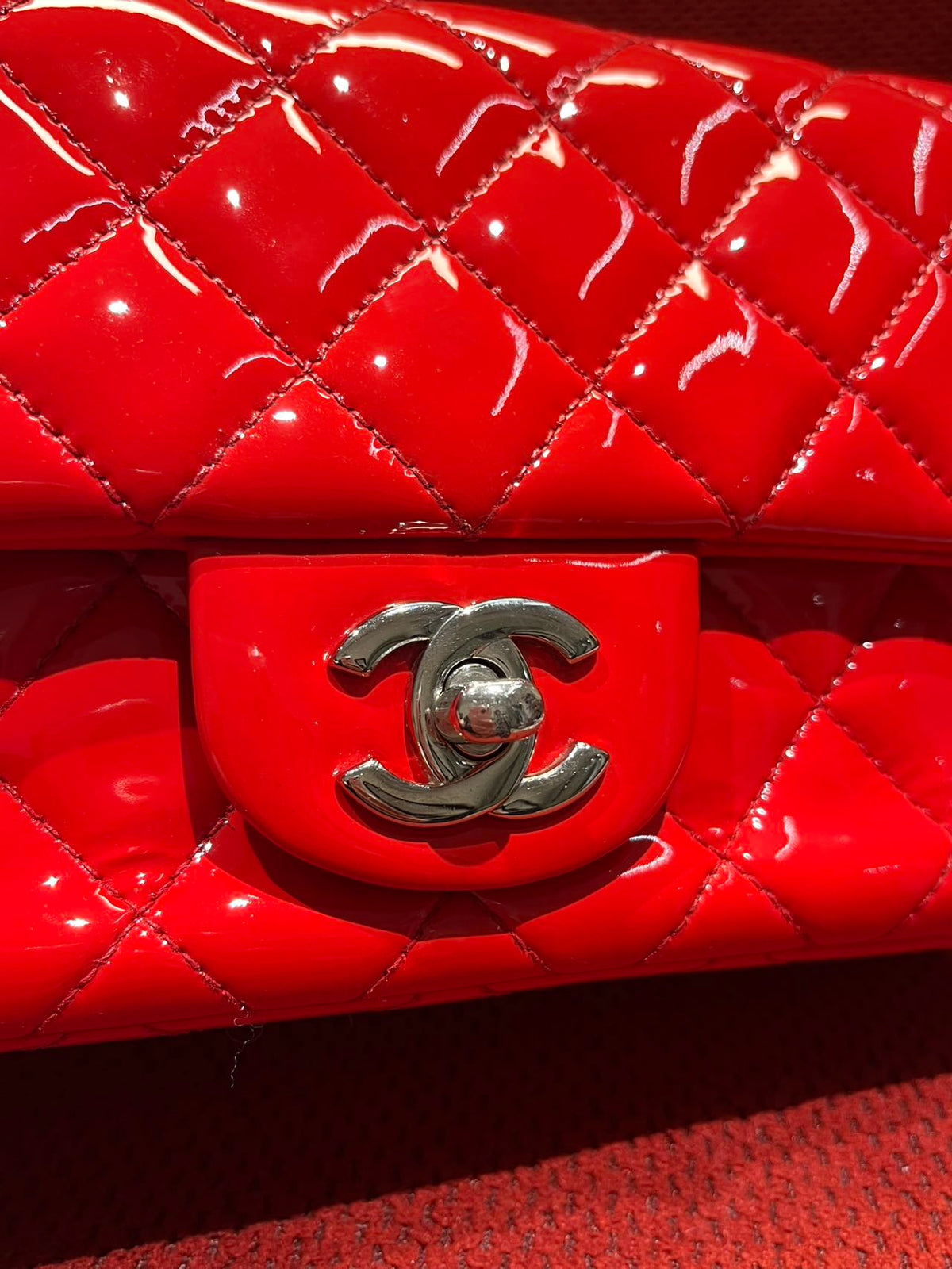 Chanel Timeless Classic flap mini rectangle patent red