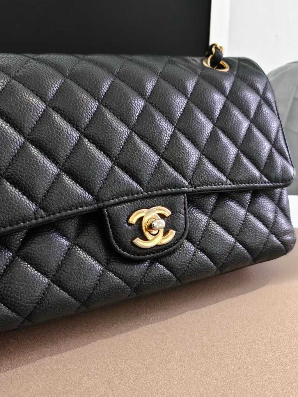 Chanel Timeless Classic Double Flap | Medium | Black Caviar | Gold Hardware | Pre-Owned |