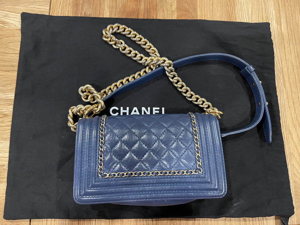 Chanel leboy small blue lambskin gold hardware