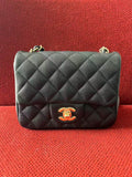 Chanel mini square flap bag caviar leather