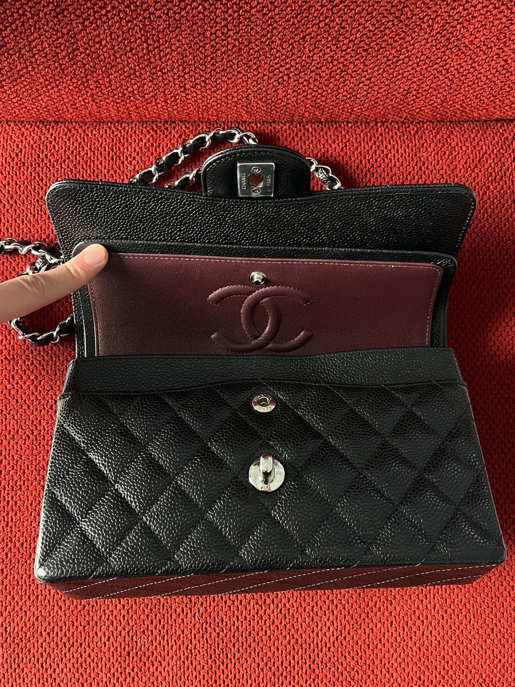 Chanel Timeless Classic Double Flap | small| Black Caviar | silver Hardware | Pre-Owned|microchip year 2023