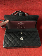 Chanel Timeless Classic Double Flap | small| Black Caviar | silver Hardware | Pre-Owned|microchip year 2023