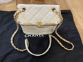 chanel small bag gold hardware white