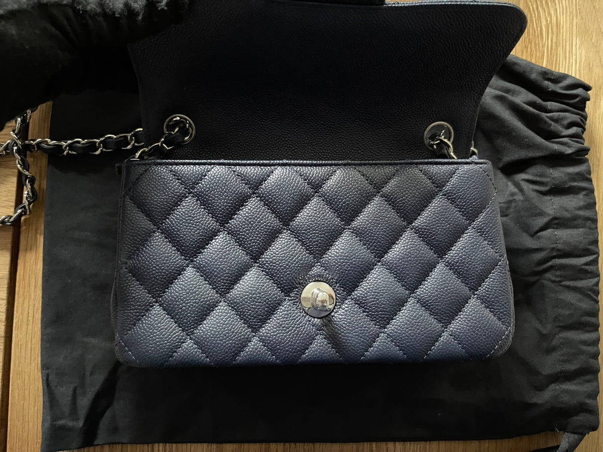 Chanel Timeless Classic Double Flap | mini | Blue Caviar | Silver Hardware | Pre-Owned |