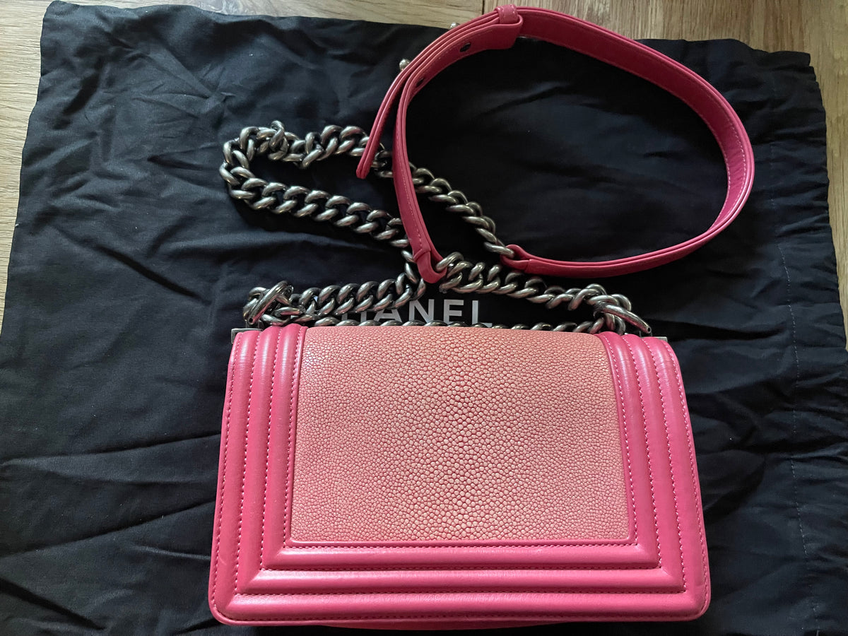 Chanel leboy small red caviar leather silver hardware