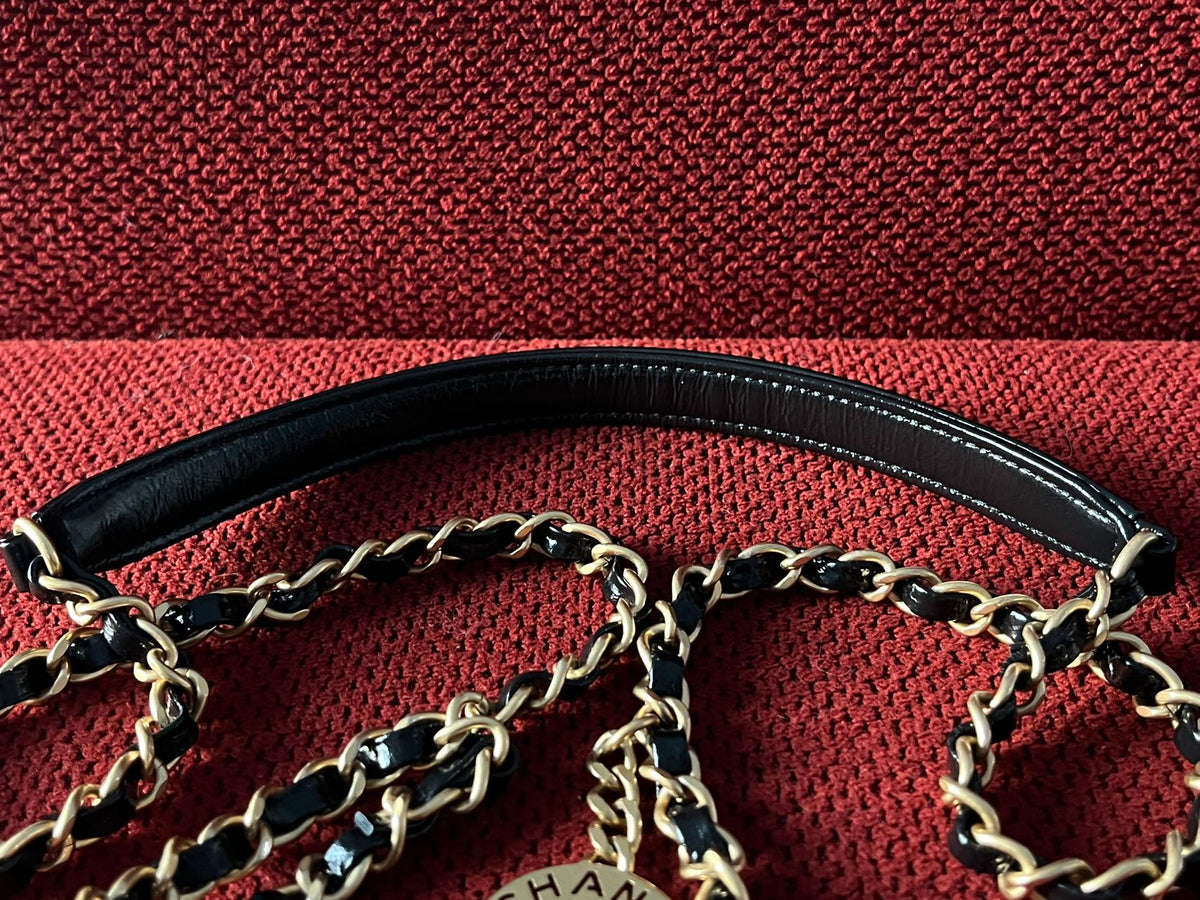 Chanel small hobo bag black crinkled calfskin gold hardware