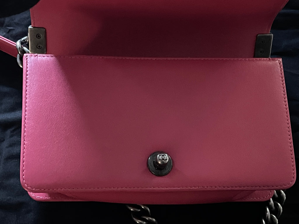 Chanel leboy small red caviar leather silver hardware