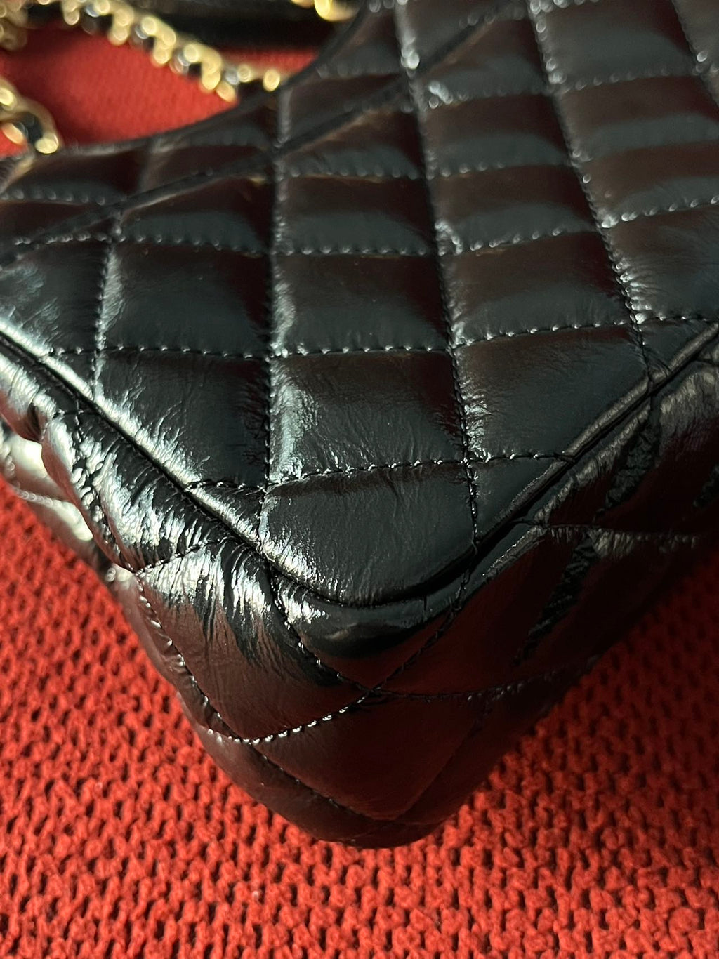 Chanel small hobo bag black crinkled calfskin gold hardware