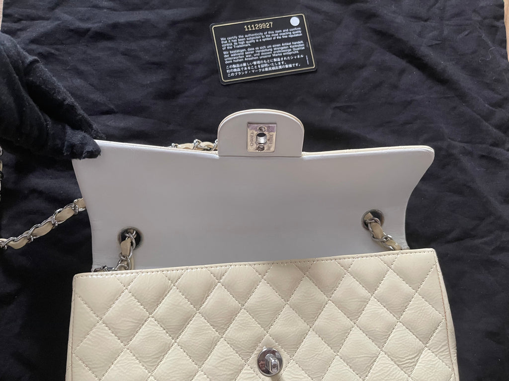 Chanel flap bag patent beige color