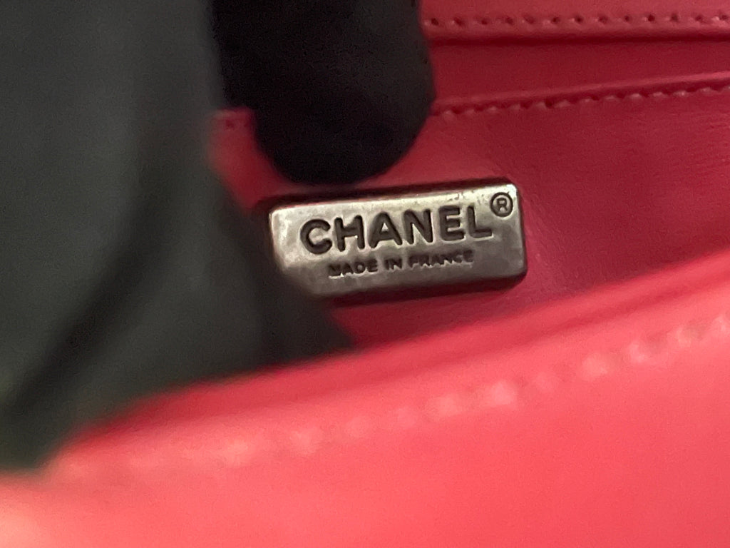 Chanel leboy small red caviar leather silver hardware