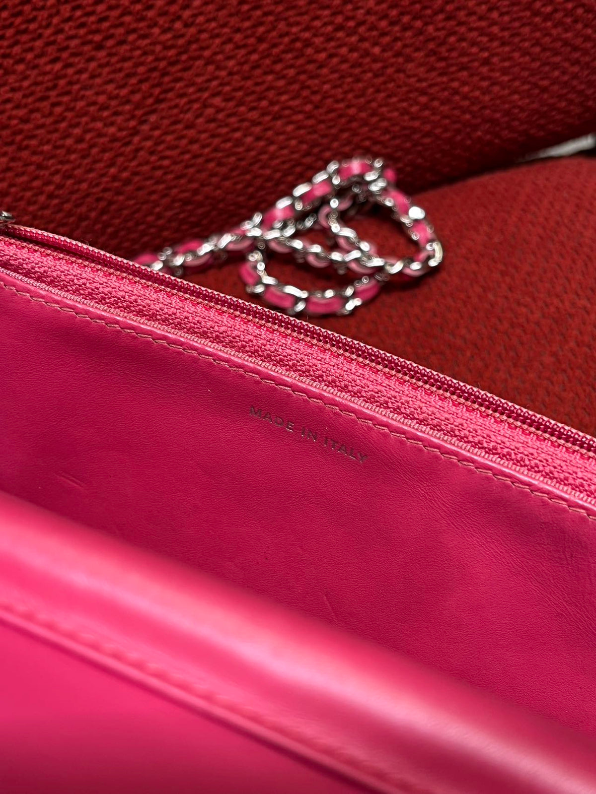 Chanel Timeless Wallet On Chain WOC pink patent leather
