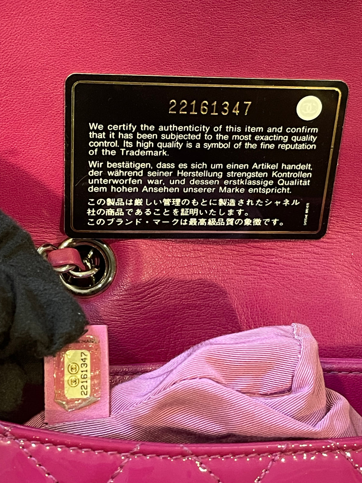 Chanel flap bag pink silver hardware patent leather