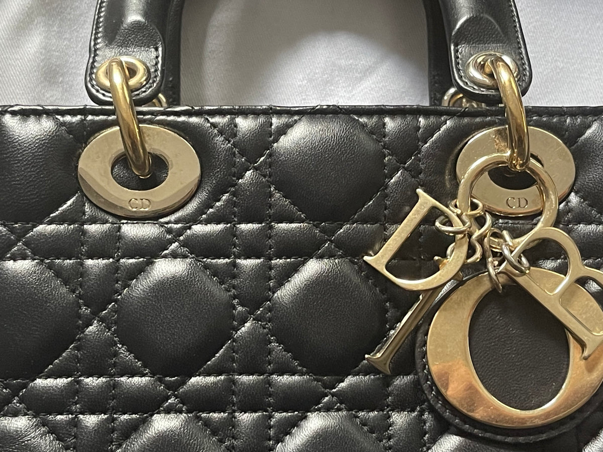 lady dior small black lambskin silver hardware