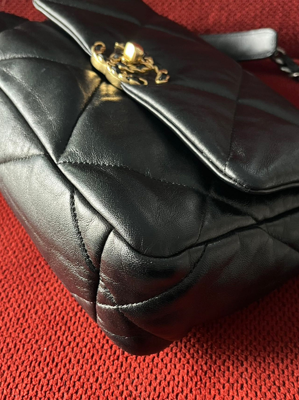 Chanel 19 Flap Bag Small Black Lambskin Mixed Gold&Silver Hardware