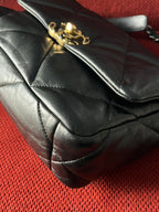 Chanel 19 Flap Bag Small Black Lambskin Mixed Gold&Silver Hardware
