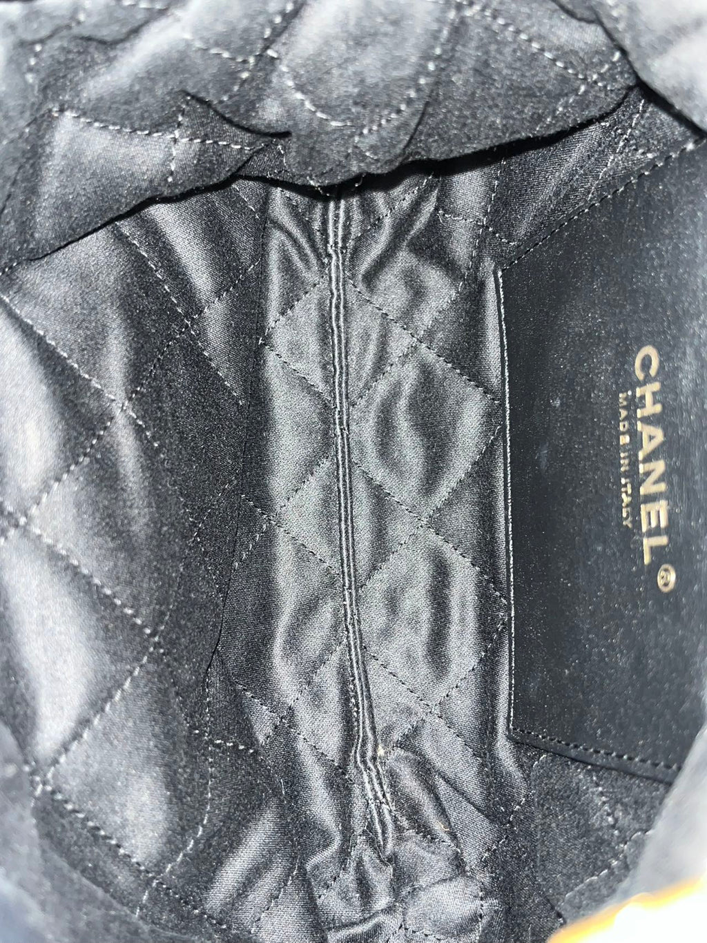 Chanel 22 bucket bag mini black shiny calfskin gold hardware