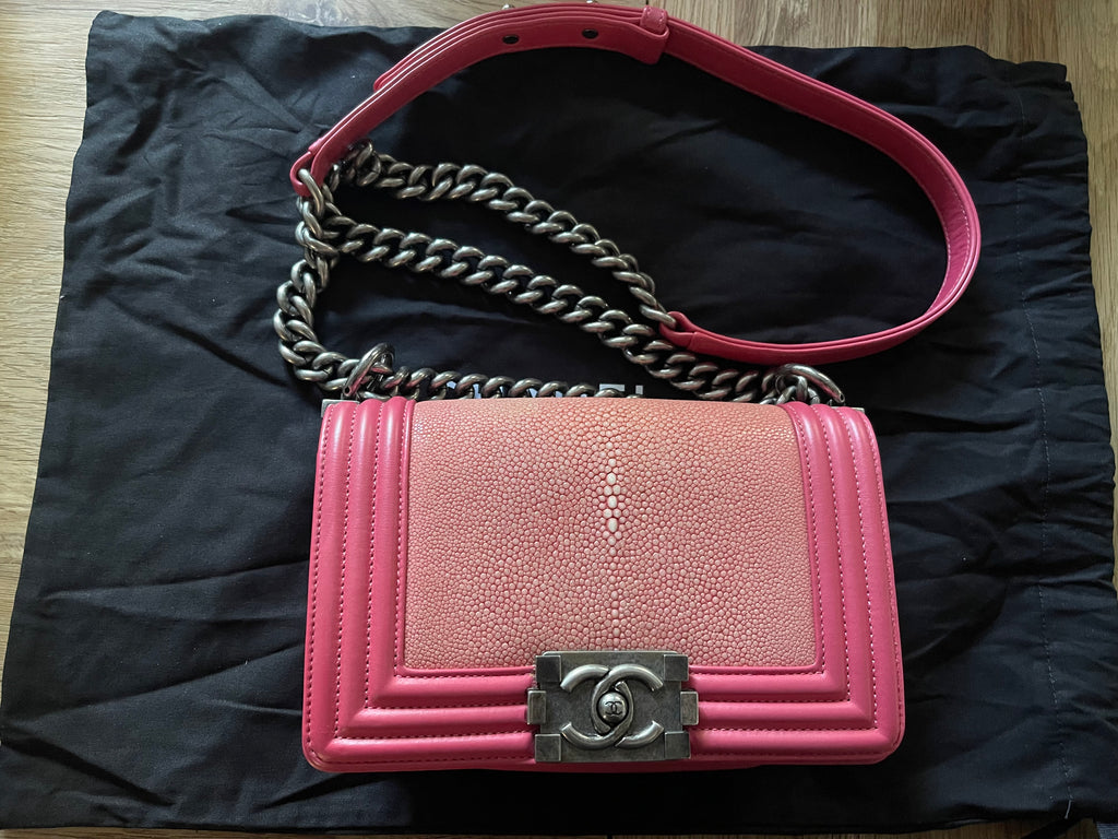Chanel leboy small red caviar leather silver hardware