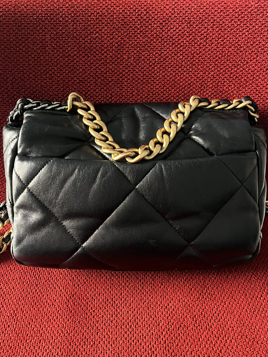 Chanel 19 Flap Bag Small Black Lambskin Mixed Gold&Silver Hardware