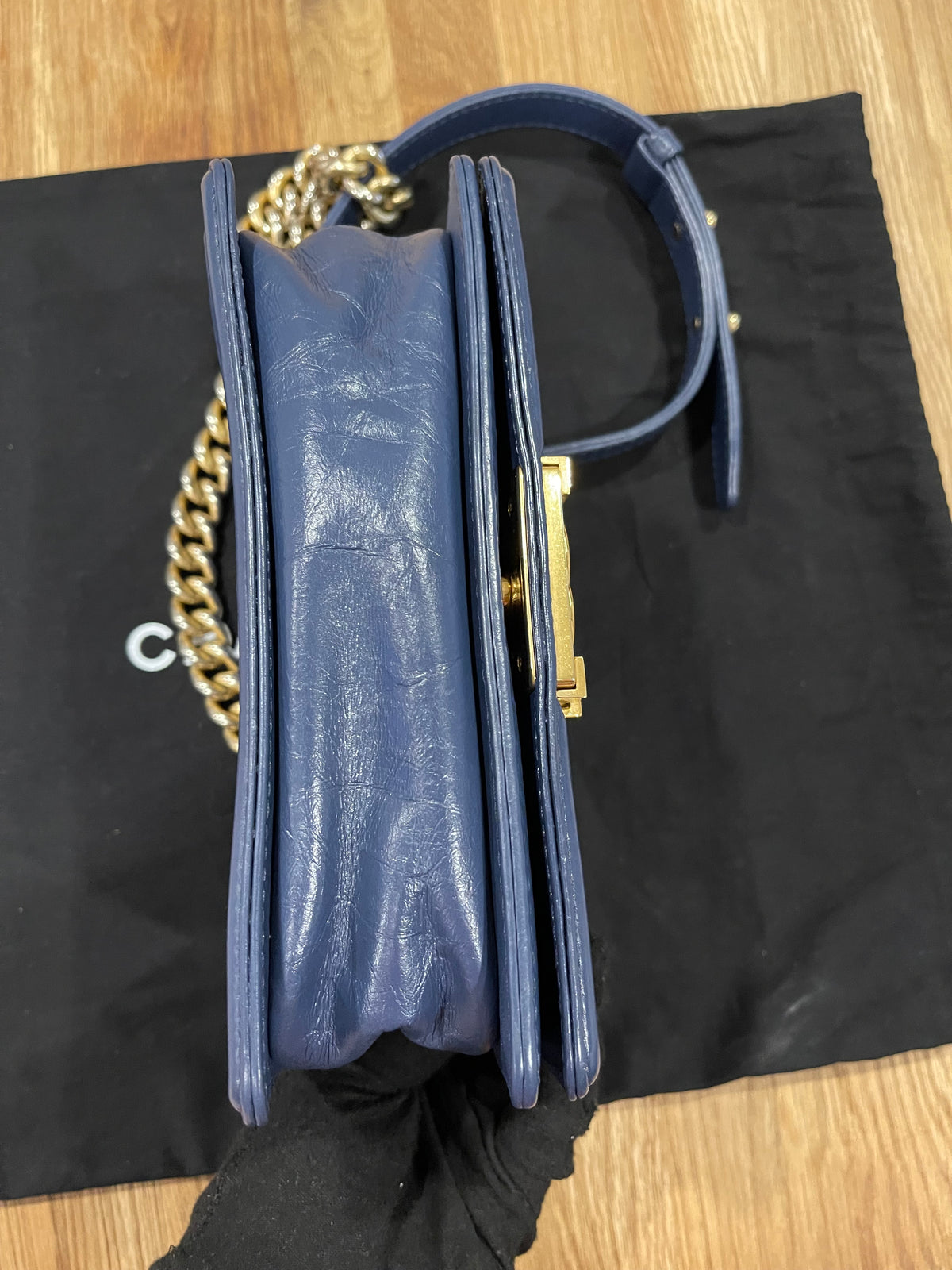 Chanel leboy small blue lambskin gold hardware