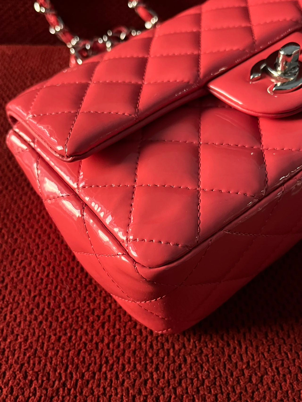 Chanel Timeless Classic flap mini rectangle patent pink