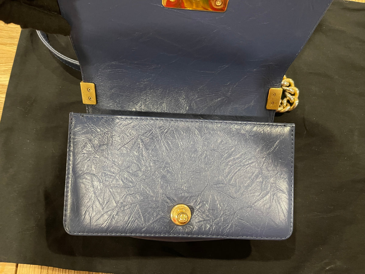 Chanel leboy small blue lambskin gold hardware