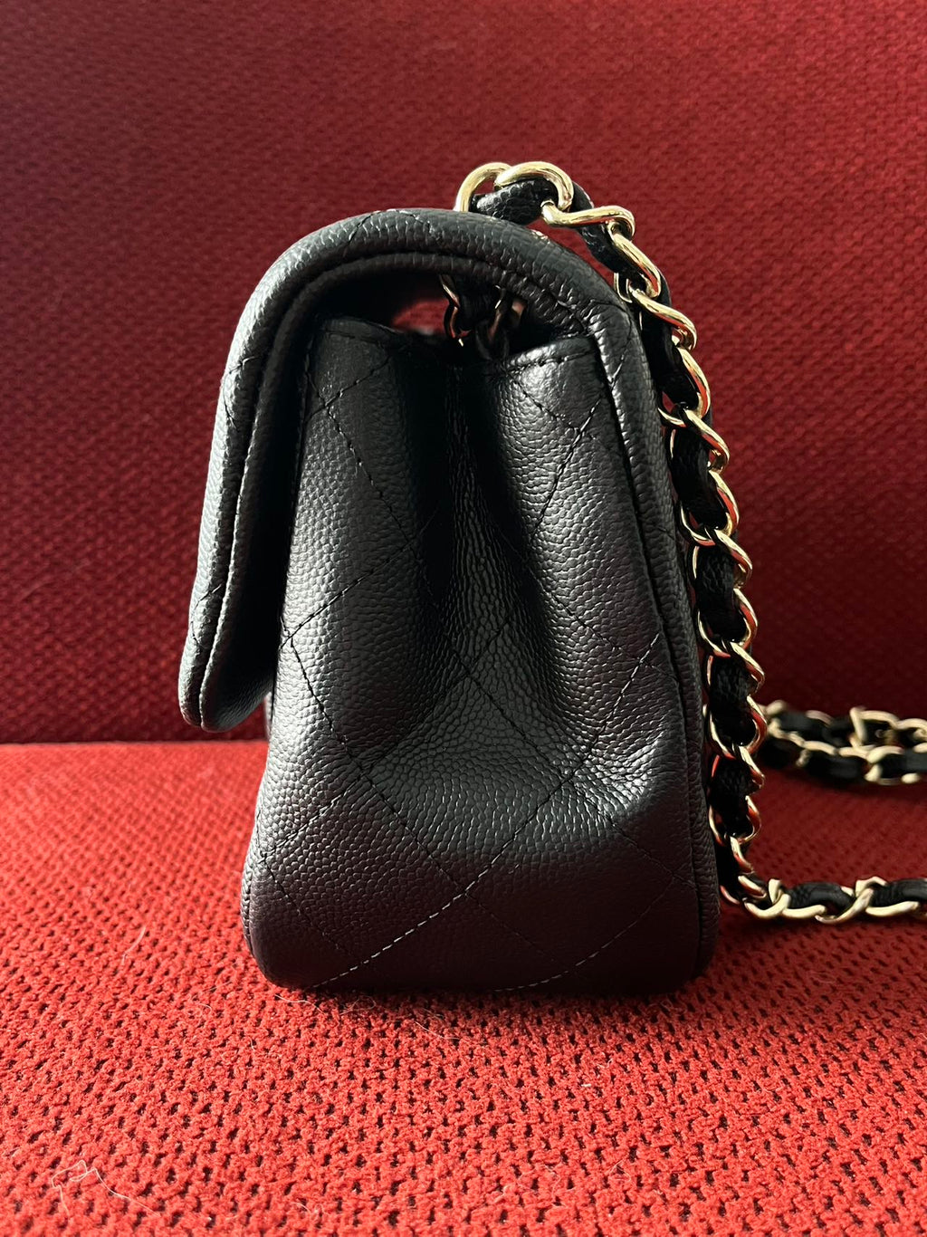 Chanel mini square flap bag caviar leather
