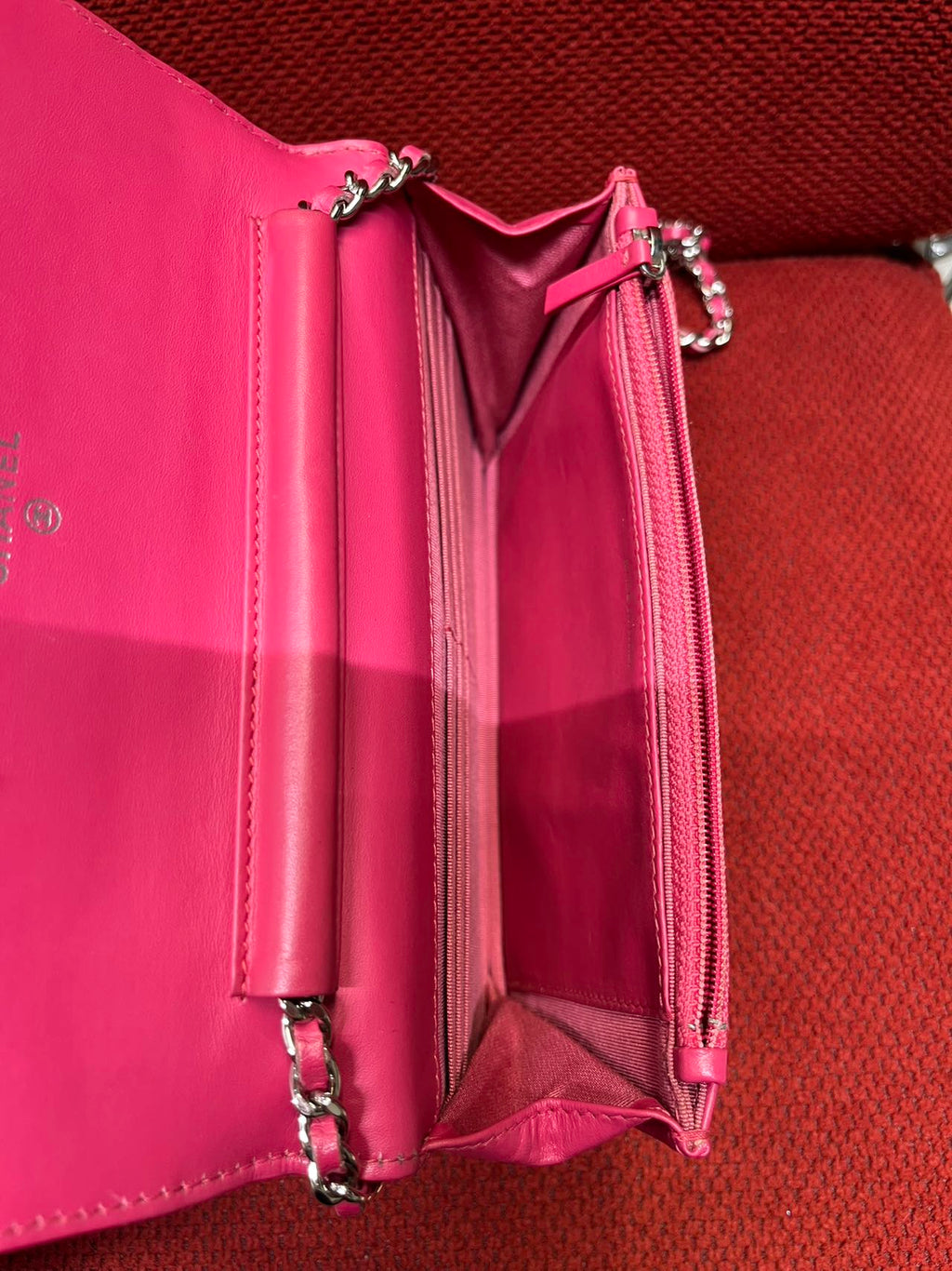 Chanel Timeless Wallet On Chain WOC pink patent leather