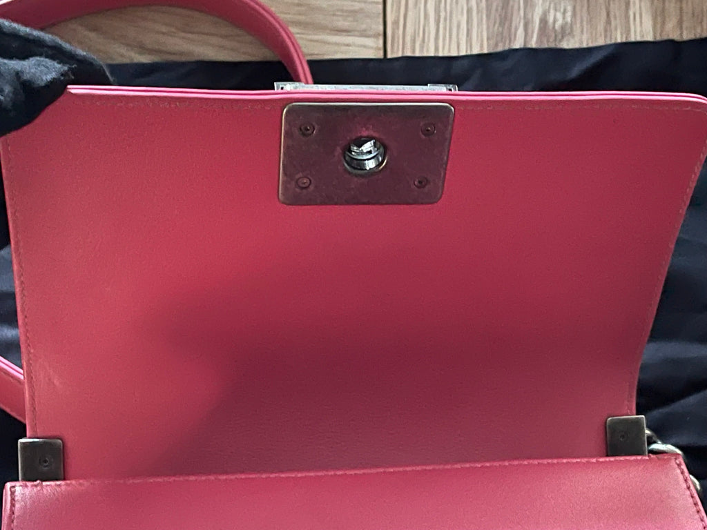 Chanel leboy small red caviar leather silver hardware