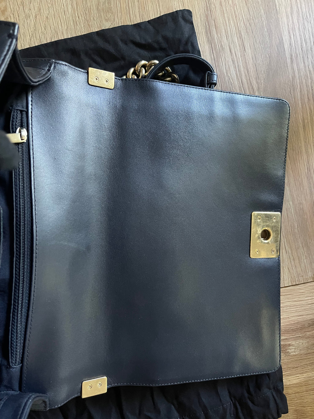 chanel leboy large black lambskin gold hardware
