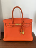 Hermès Birkin 30 Orange H Togo Leather Gold Hardware | Authentic Pre-Owned