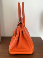 Hermès Birkin 30 Orange H Togo Leather Gold Hardware | Authentic Pre-Owned