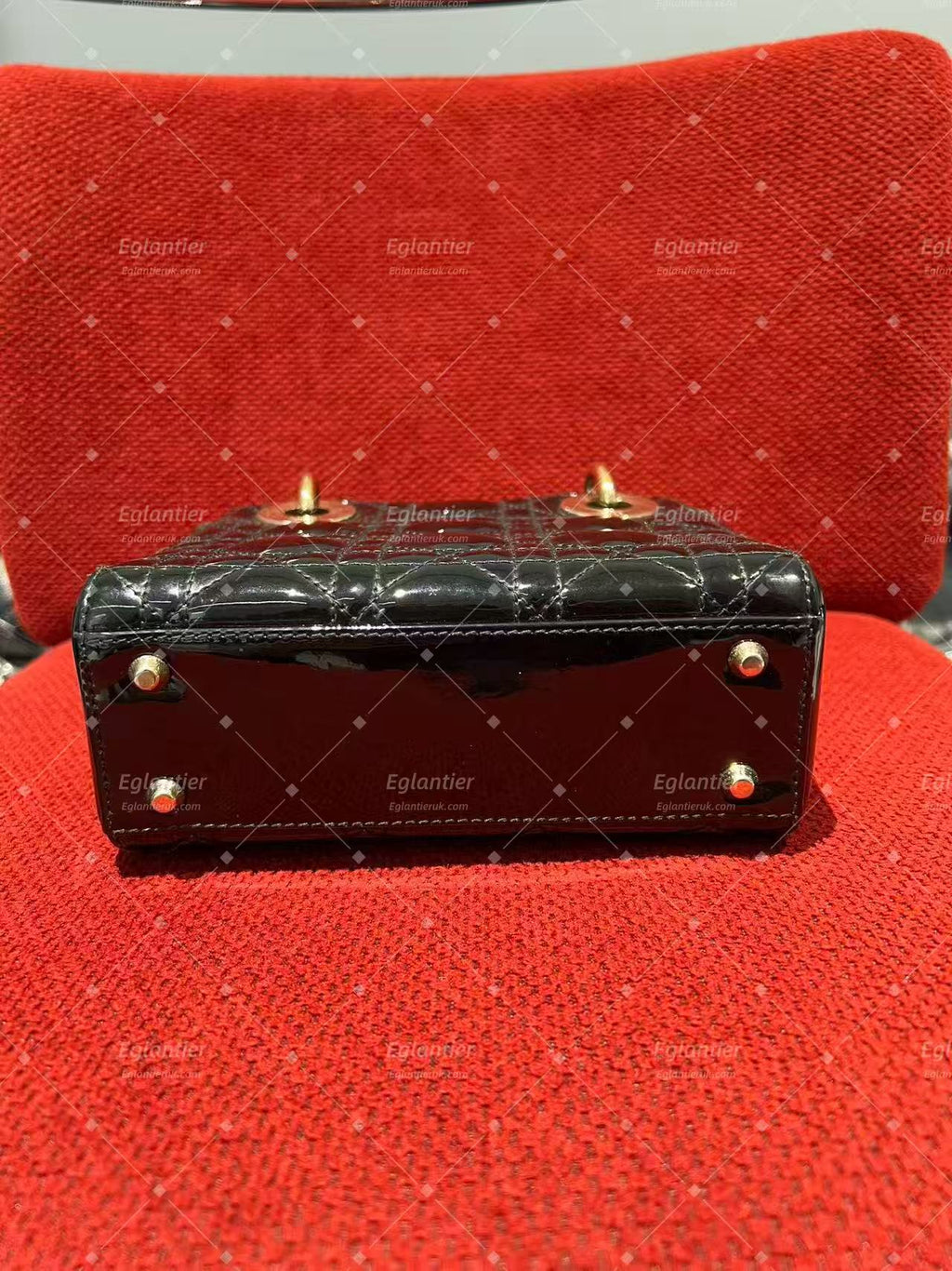 lady dior mini black patent leather gold hardware