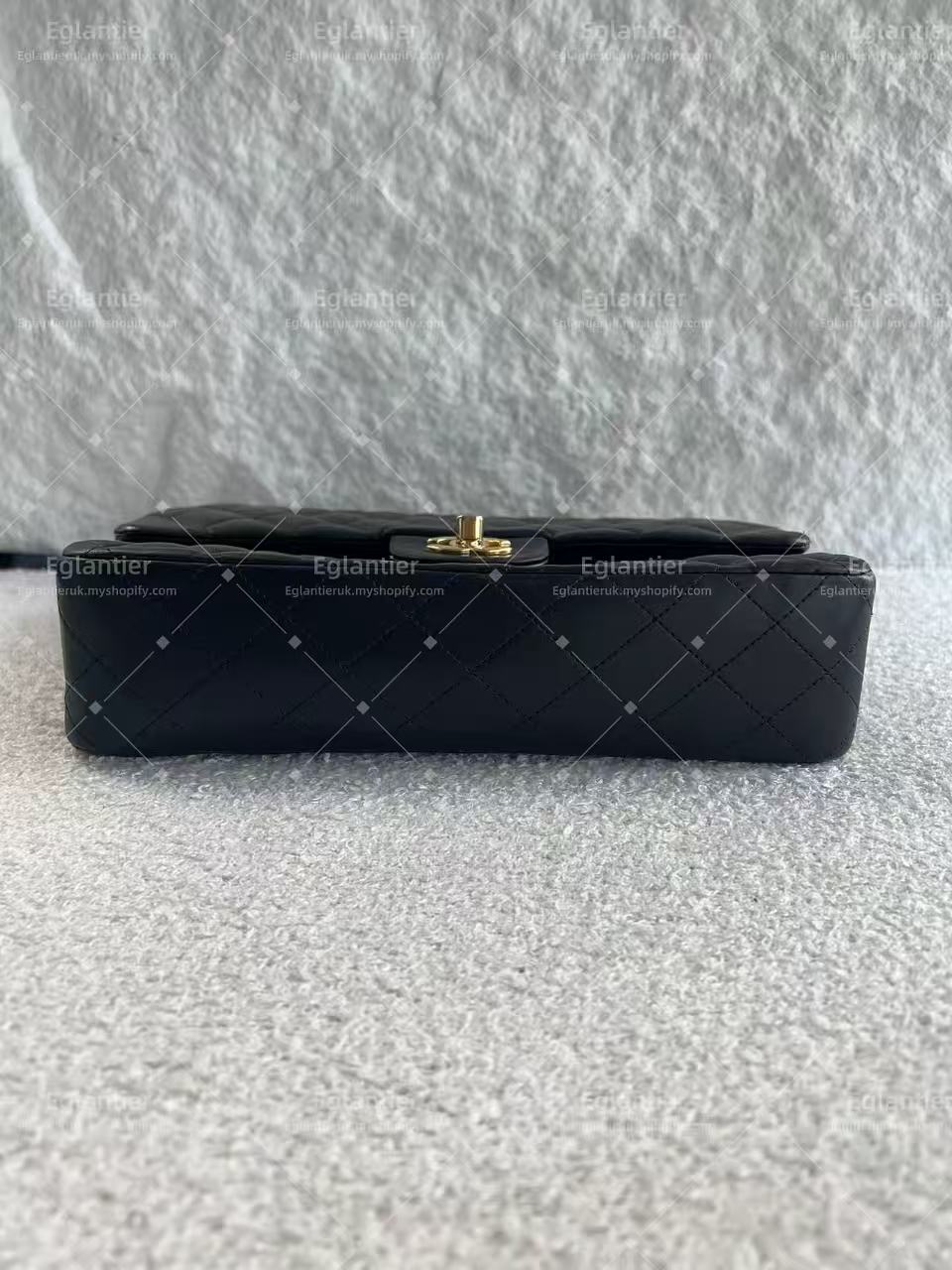 Chanel Timeless Classic double flap jumbo lambskin black gold hardware
