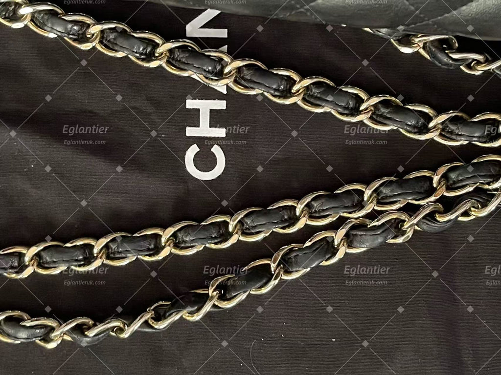 Chanel Timeless Classic double flap bag black jumbo gold hardware lambskin