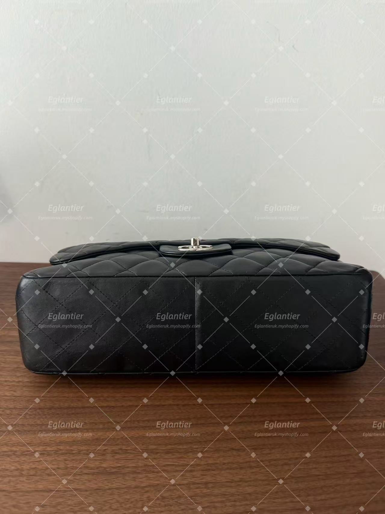 Chanel Timeless Classic single flap jumbo lambskin black silver hardware