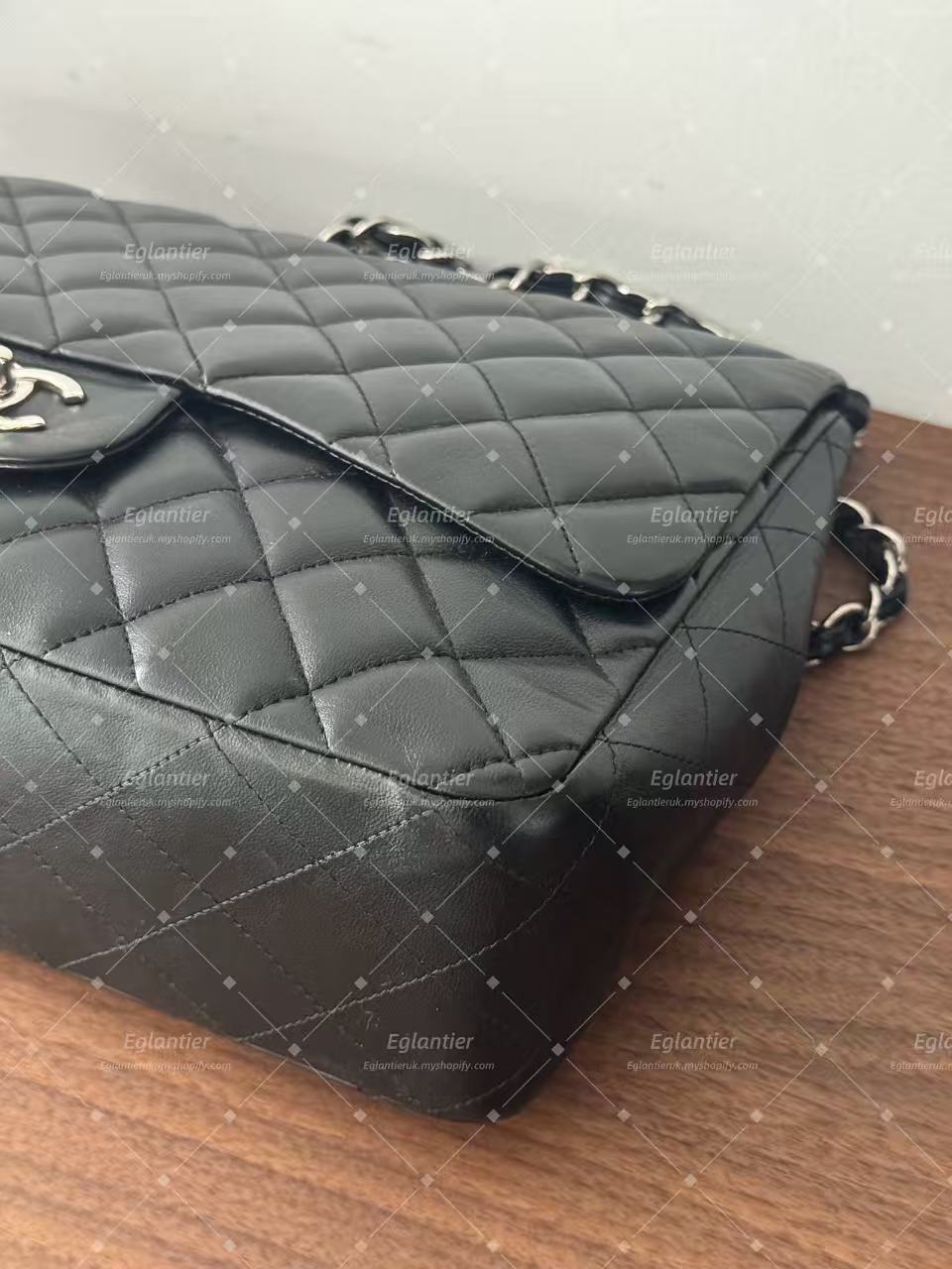 Chanel Timeless Classic single flap jumbo lambskin black silver hardware
