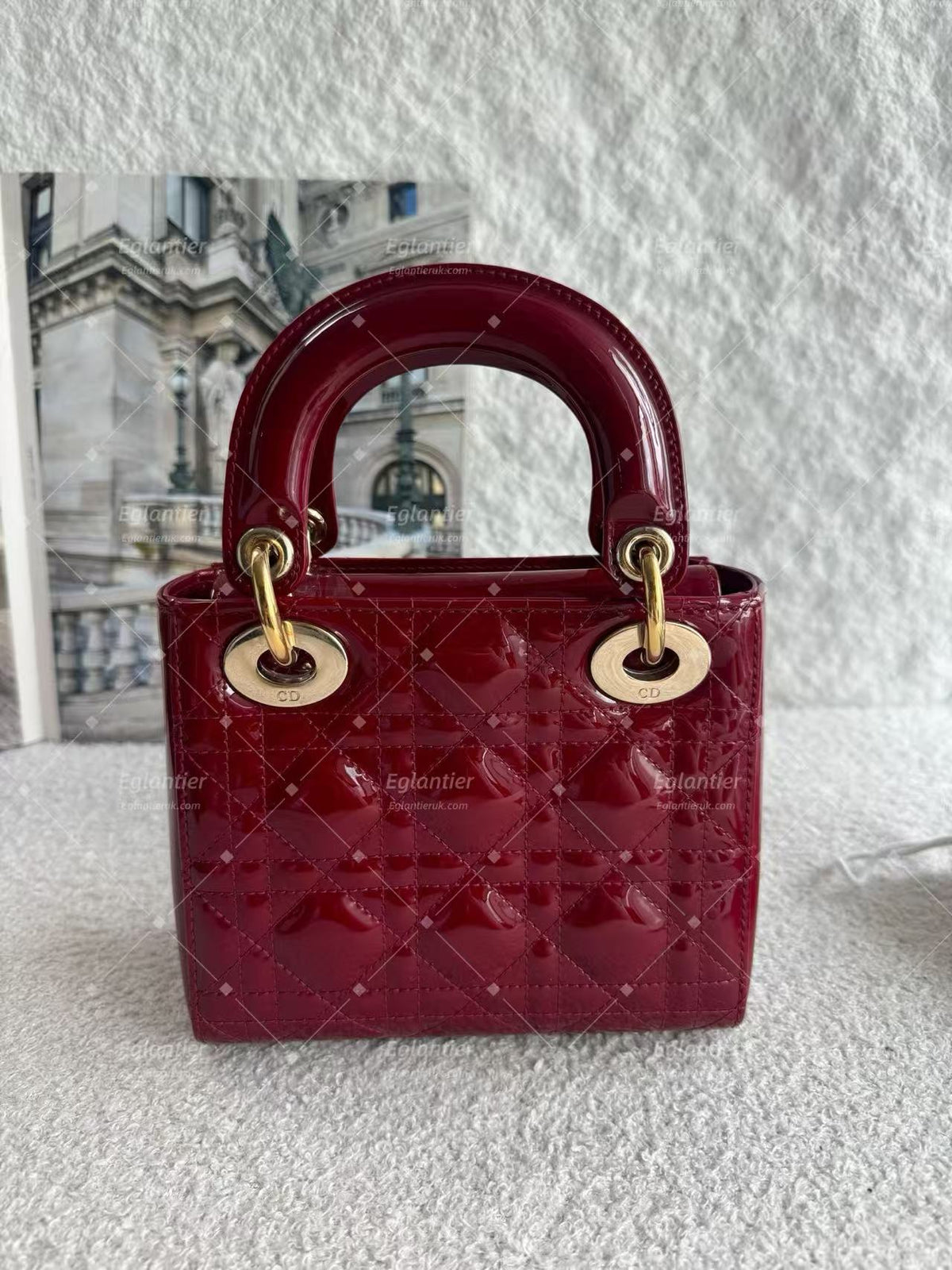 Lady dior mini red patent leather