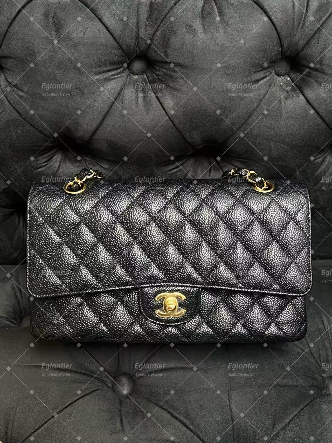 Chanel Timeless Classic Double Flap | Medium | Black Caviar | Gold Hardware | Pre-Owned| ID CARD