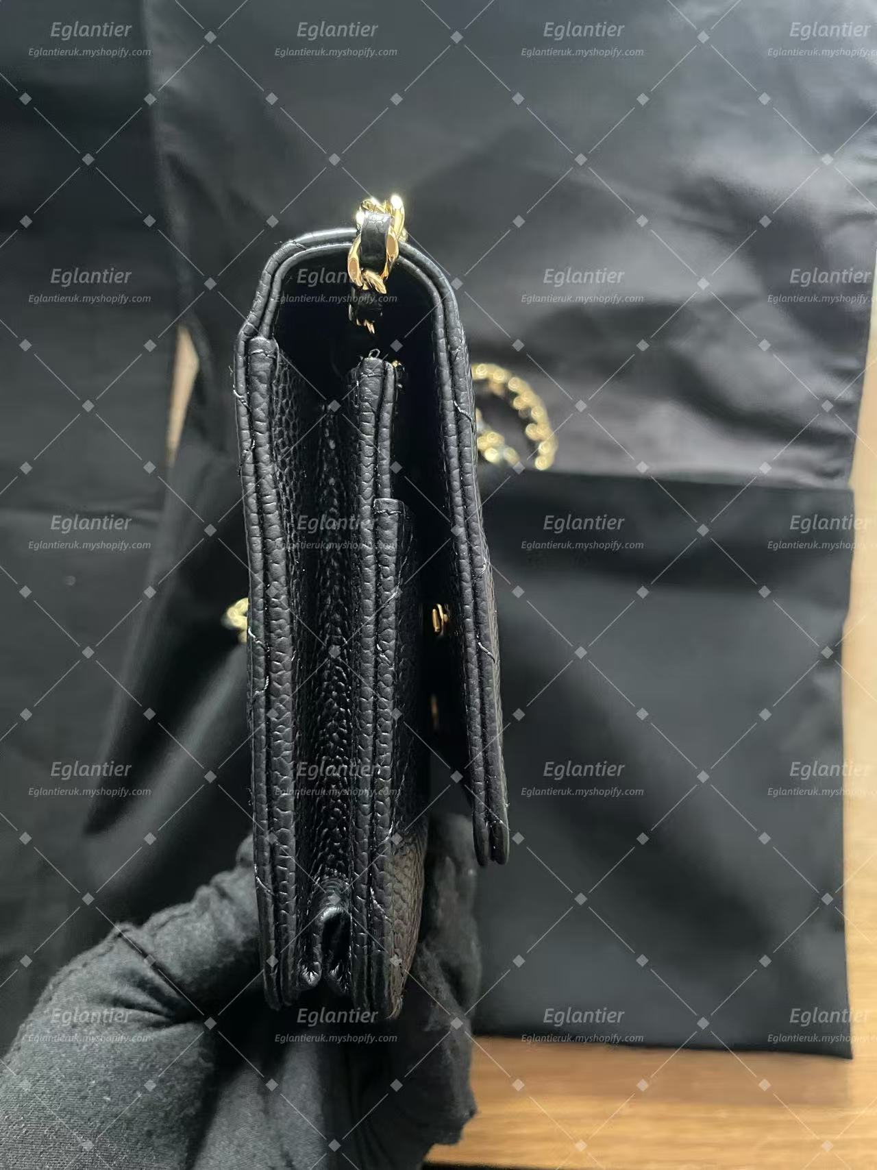Chanel Timeless Wallet On Chain WOC caviar microchip gold hardware