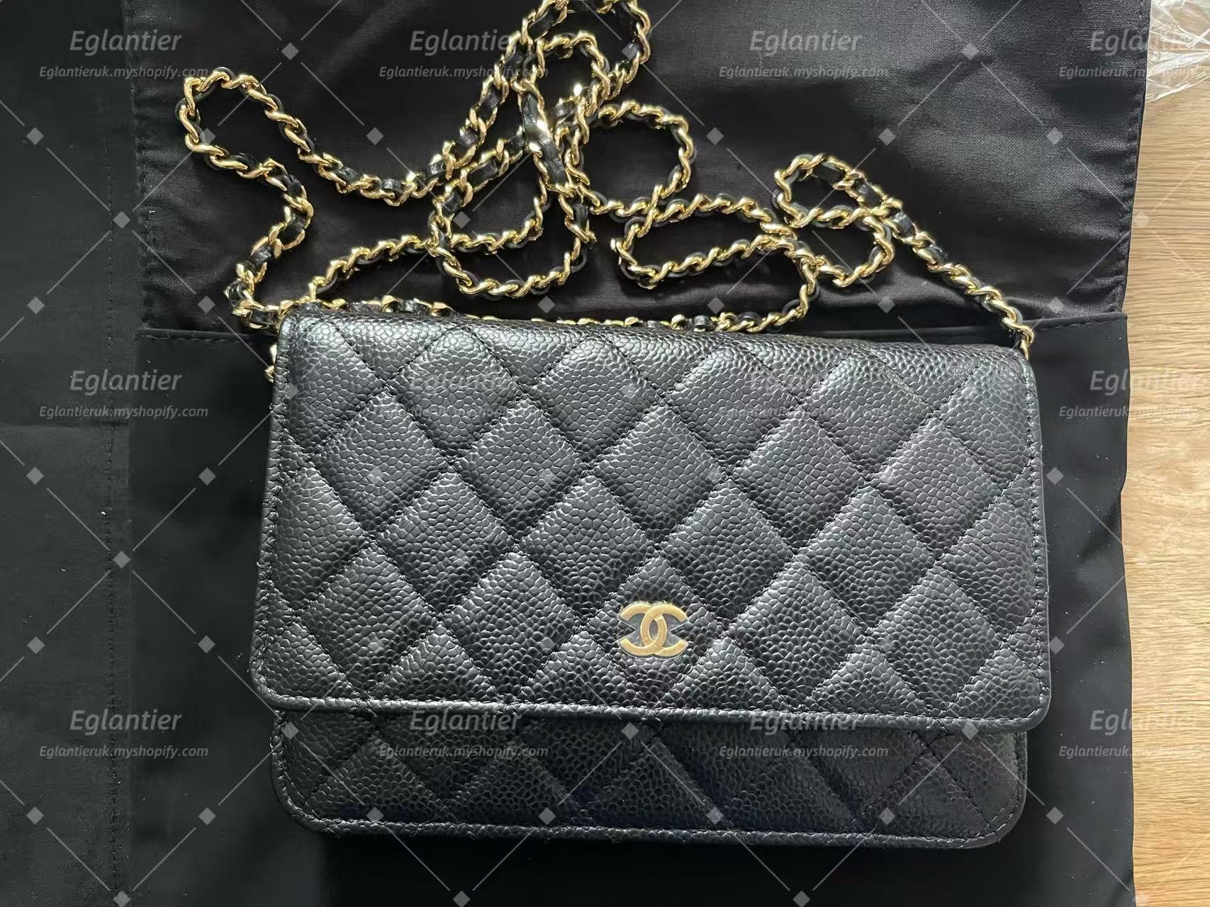 Chanel Timeless Wallet On Chain WOC caviar microchip gold hardware