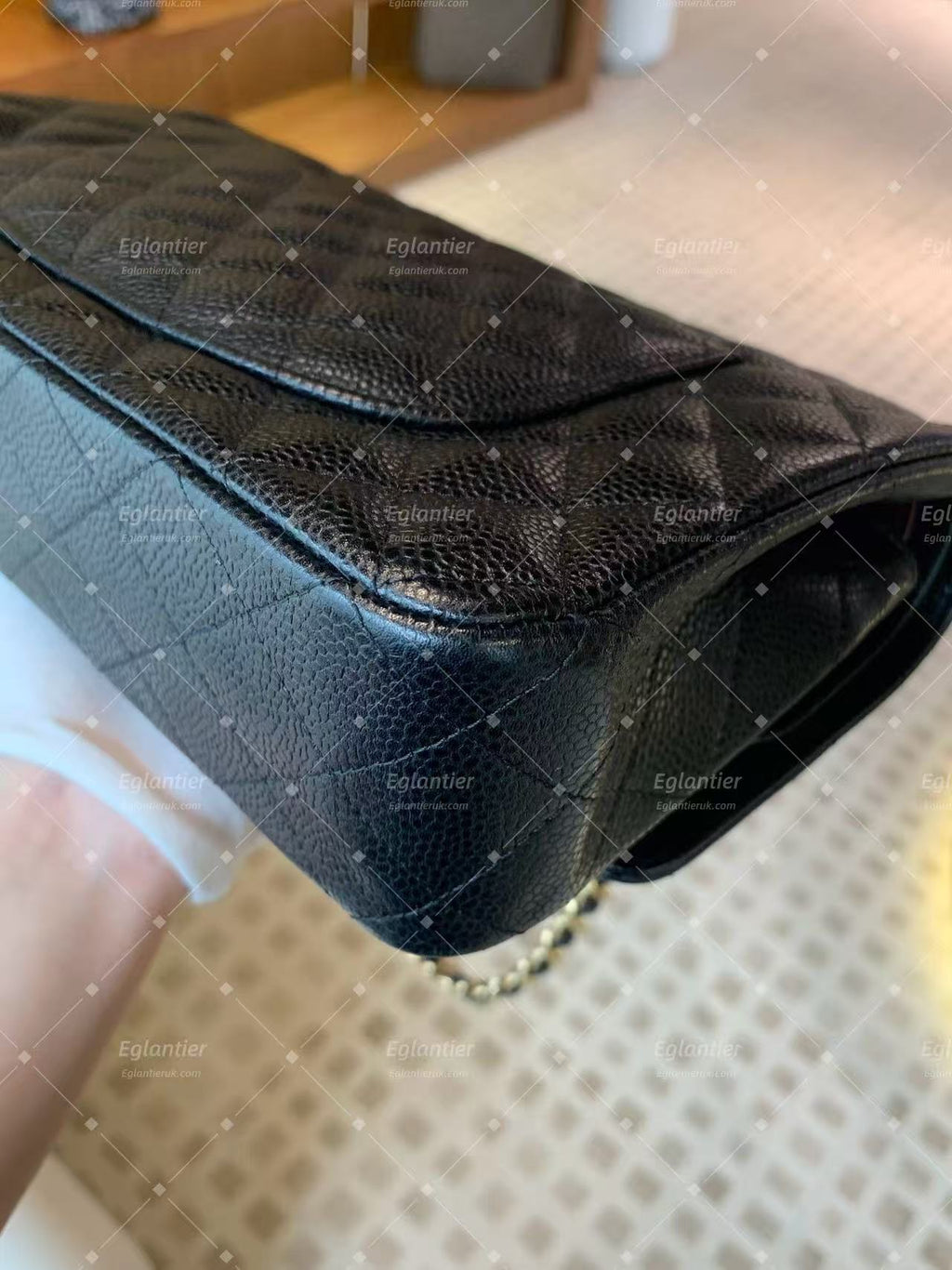 Chanel Timeless Classic Double Flap | Medium | Black Caviar | Gold Hardware | Pre-Owned| ID CARD