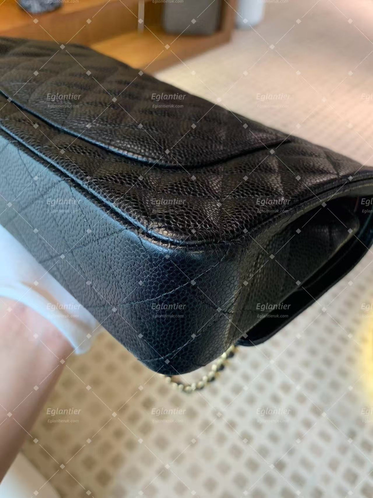 Chanel Timeless Classic Double Flap | Medium | Black Caviar | Gold Hardware | Pre-Owned| ID CARD