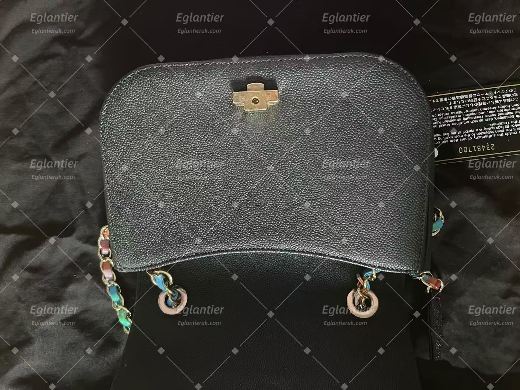 chanel small black flap bag with ID card gold hardware