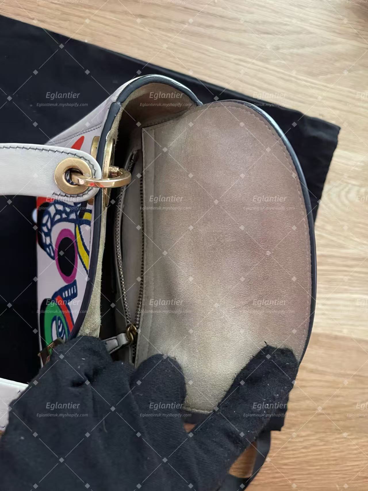 Lady dior min white calfskin with chain gold hardware
