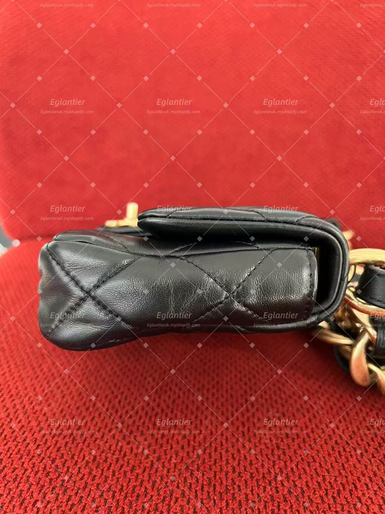 Chanel mini square flap bag lambskin gold hardware